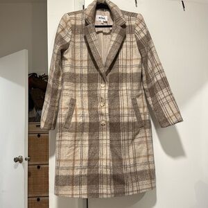 BB Dakota Plaid To Be Said Pea Coat (Size Medium)